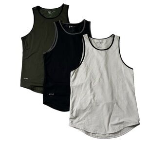 BYLT Men's Drop Cut Tank Top 3-Pack - Black, Green, Gray size M